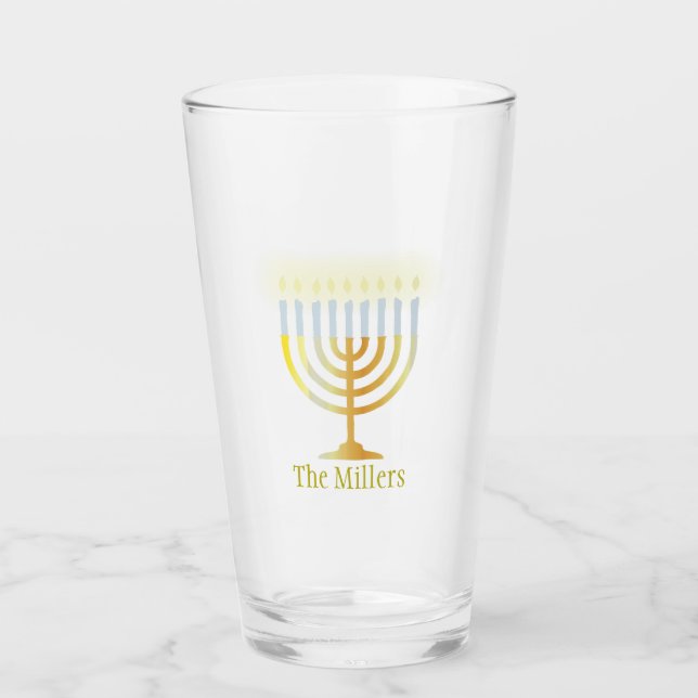 Copo De Pint Hanukkah Glass (Frente)