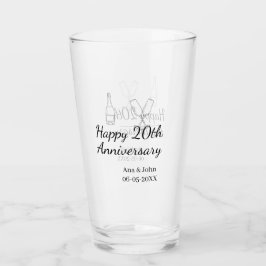 Copo De Pint Happy 20th anniversary champagne bottle glass name