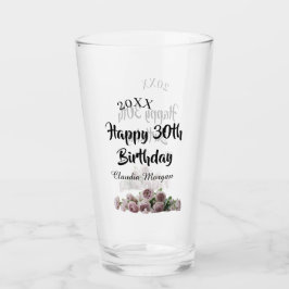 Copo De Pint Happy 30th birthday pink white mauve floral name y