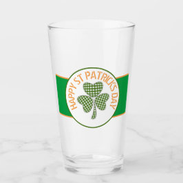 Copo De Pint Happy Dia de São Patrício Green Gingham Shamrock