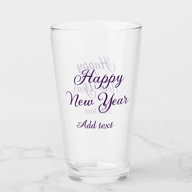 Copo De Pint Happy new year purple calligraphy simple minimal  (Frente)