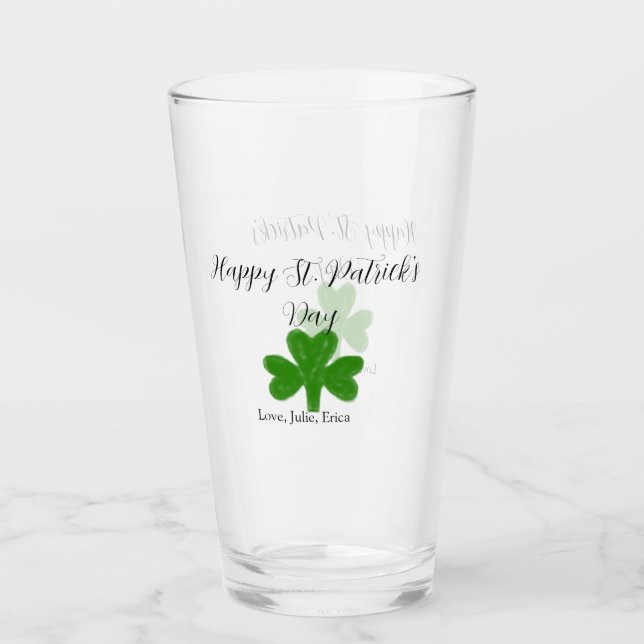 Copo De Pint Happy St. Patrick's day green shamrock name  (Frente)