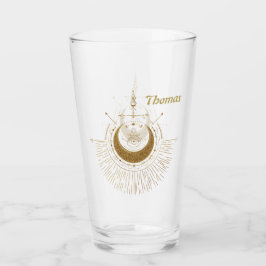 Copo De Pint Harmonia dos elementos: lua, ouro e geometria.