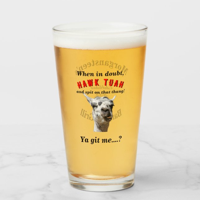 Copo De Pint Hawk tuah cuspindo lama barware personalizado (Frente (Preenchido))