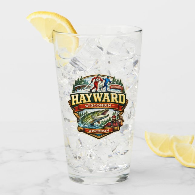 Copo De Pint Hayward Wisconsin Birkebeiner Esqui Vintage (Gelo frontal)