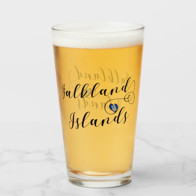 Copo De Pint Heart Falkland Islands Flag, Ilhas Falkland (Traseira (Preenchido))