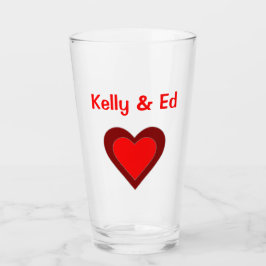 Copo De Pint Heart Love Red Wedding Casal 4Kelly & Ed (Nomes)