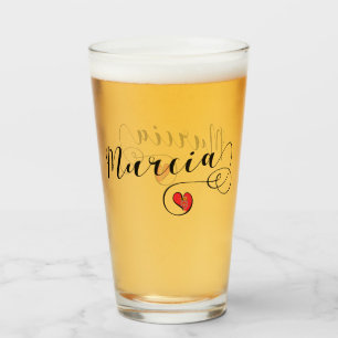 Copo De Pint Heart Murcia Flag, Espanha, Eu Amo Múrcia
