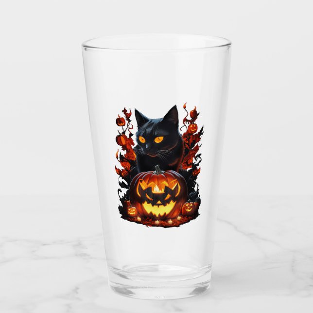 Copo De Pint Hex, a camiseta do gato preto de Halloween (Frente)