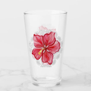 Copo De Pint Hibiscus e rendas RED
