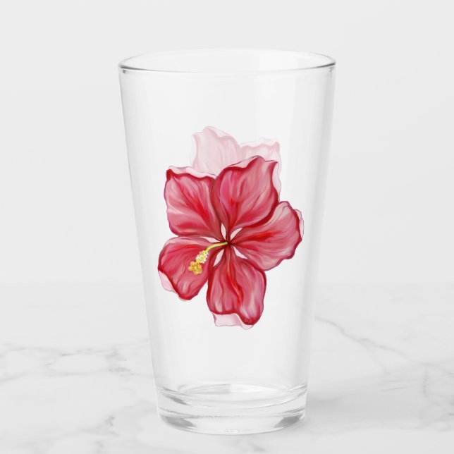 Copo De Pint Hibiscus e rendas RED (Frente)