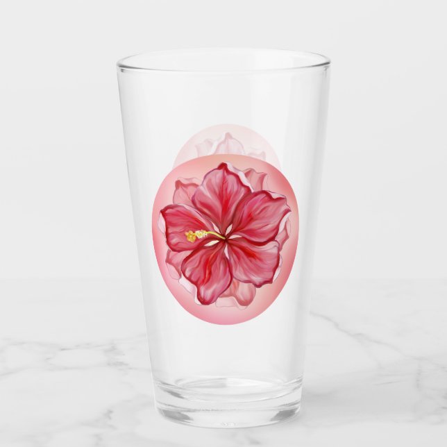Copo De Pint Hibiscus e rendas RED (Frente)