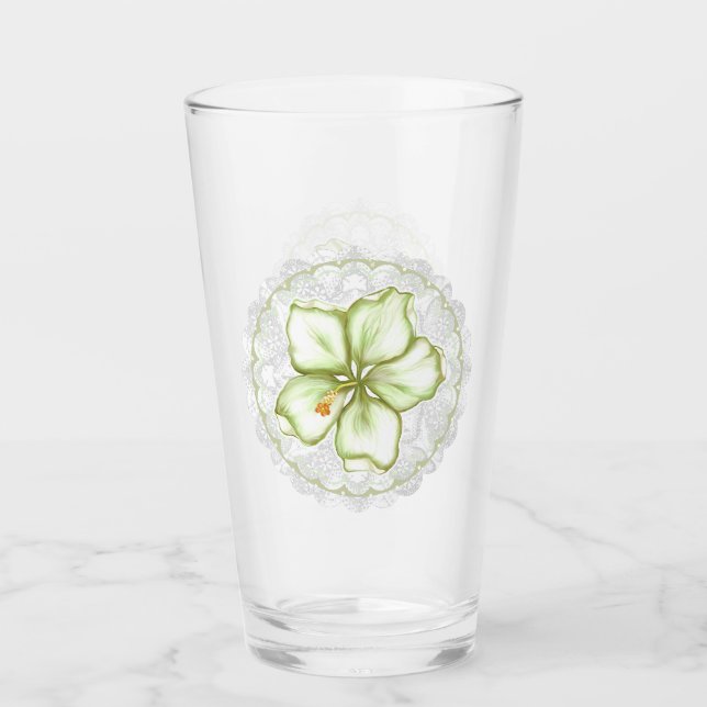 Copo De Pint Hibiscus & lace WHITE (Frente)