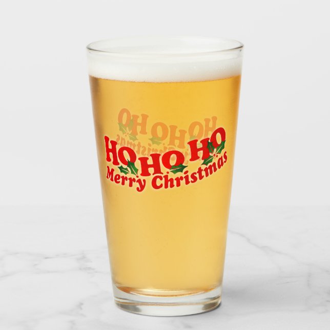 Copo De Pint Ho Ho Feliz Natal Vermelho com Sagrado (Frente (Preenchido))