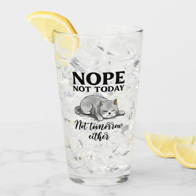 Copo De Pint Hoje Não, Não Amanhã - Gato Sonolento (Gelo frontal)