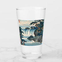 Hokusai Ukiyo-e Japan Waterfall Blue