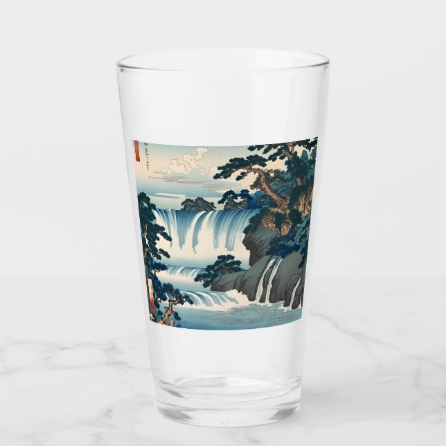 Copo De Pint Hokusai Ukiyo-e Japan Waterfall Blue (Frente)