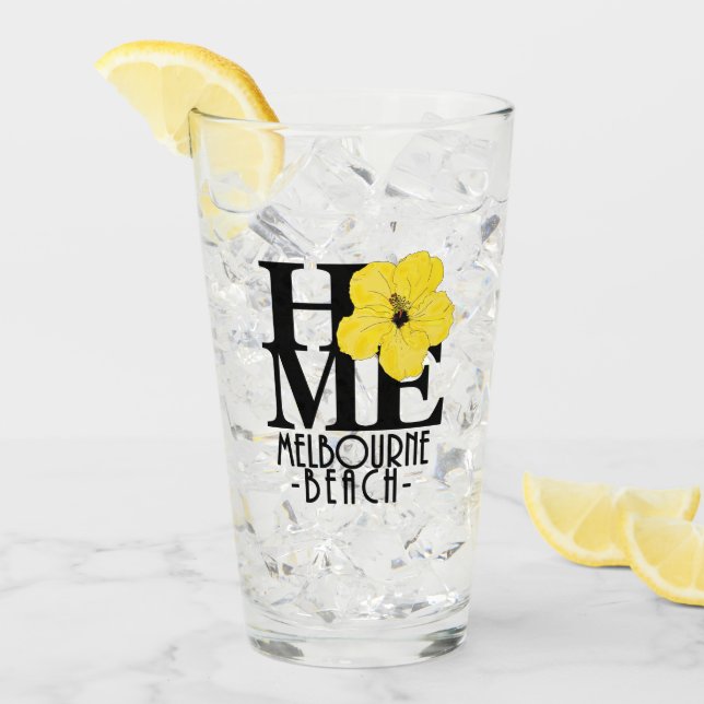 Copo De Pint HOME Melbourne Beach Florida Yellow Hibiscus (Gelo frontal)