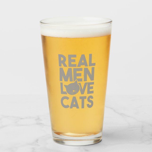 Copo De Pint Homens Reais Adoram Gatos (Frente (Preenchido))