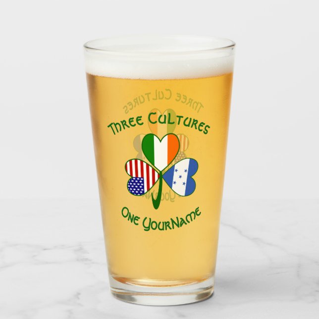 Copo De Pint Hondurenho Irish American Flag Shamrock Personaliz (Traseira (Preenchido))
