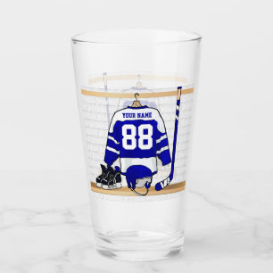 Copo De Pint Hóquei em gelo azul e branco personalizado