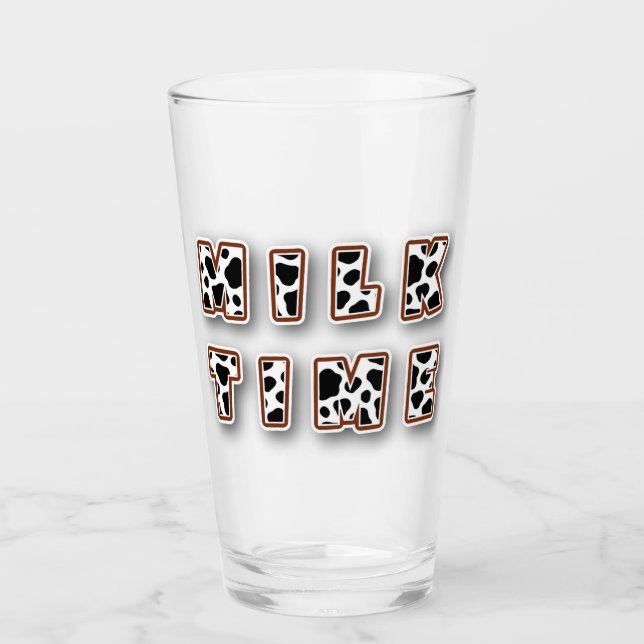 Copo De Pint 🥛 Hora de Leite Brilhante 🐄 Padrão de Vaca Fofa  (Frente)