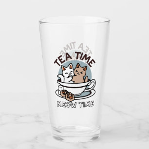 Copo De Pint Hora do Tea Meow - Design de Gato e Chá