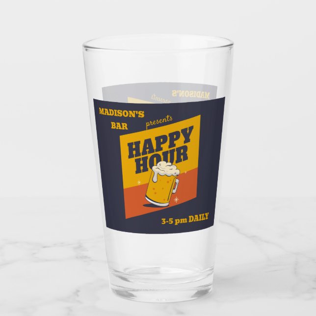 Copo De Pint Hora Feliz do Texto Personalizado (Frente)