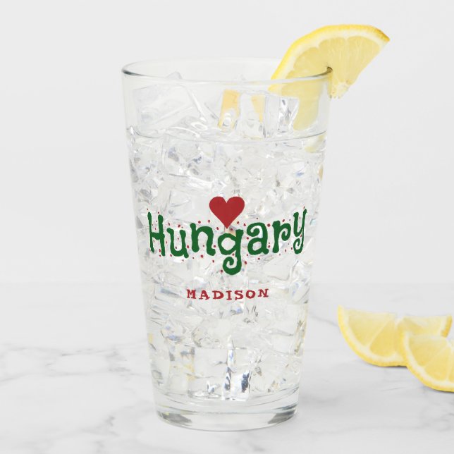 Copo De Pint Hungria Amor nome personalizado pint glass (Gelo traseiro)