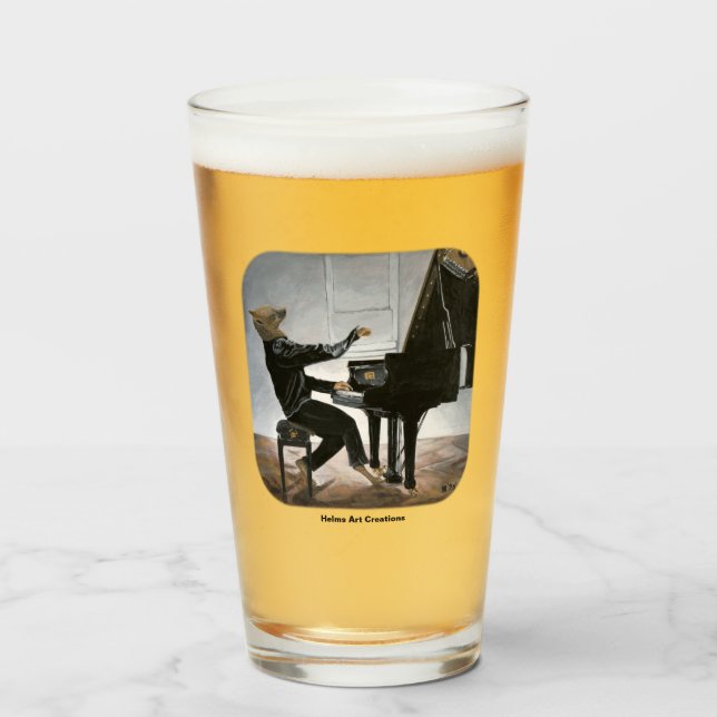 Copo De Pint Hyena Piano Music Player Fantasy Bebendo Glass (Frente (Preenchido))
