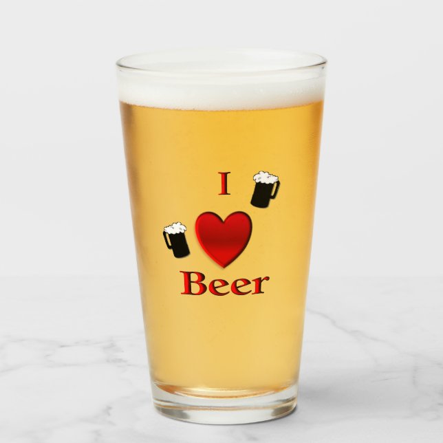Copo De Pint I Heart Beer Design (Frente (Preenchido))