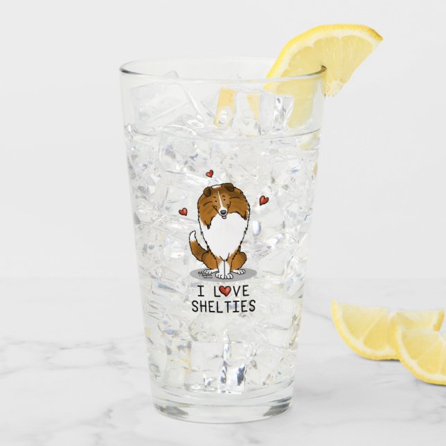 Copo De Pint I Love Shels (sable 2) Shetland Sheepdog Cute (Gelo traseiro)