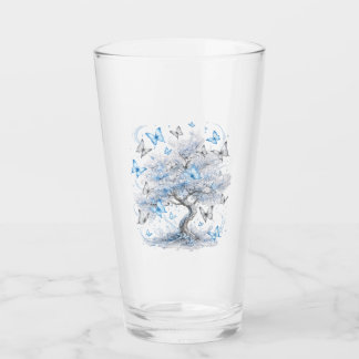 Copo De Pint Ice Blue Butterfly Tree Glass Juice Cup