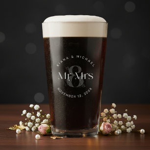 Copo De Pint ID de Casamento Decorativo Moderno Sr & Sra ID887