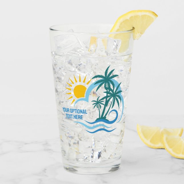 Copo De Pint Ilhas Tropicais de Texto Personalizado (Gelo traseiro)