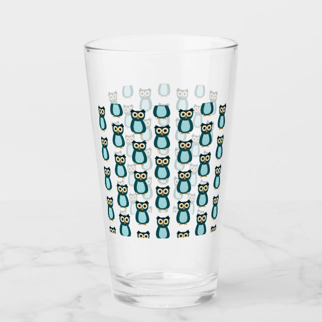 Copo De Pint Ilustração de Coruja Azul (Frente)