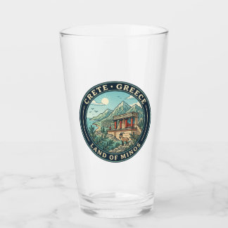 Copo De Pint Ilustração de Creta Grécia Arte de Viagem Crachá