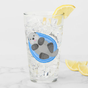 Copo De Pint Ilustração de desenho animado azul de lontra do