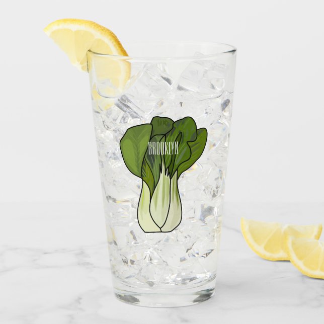 Copo De Pint Ilustração de desenho animado Bok choy (Gelo frontal)