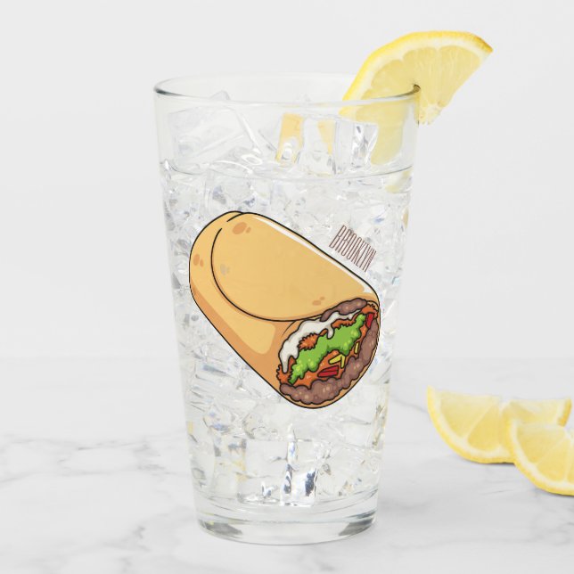 Copo De Pint Ilustração de desenho animado burrito (Gelo traseiro)