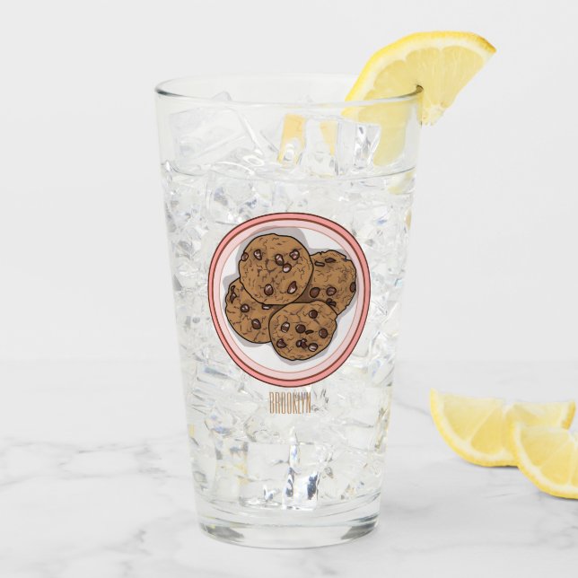 Copo De Pint Ilustração de desenho animado com chip de chocolat (Gelo traseiro)