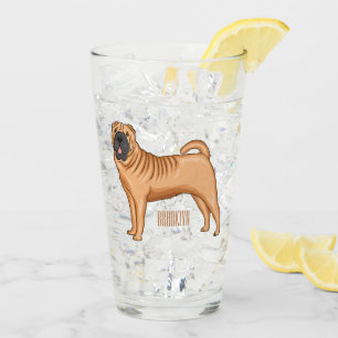 Copo De Pint Ilustração de desenho animado de cão Shar-Pei chin