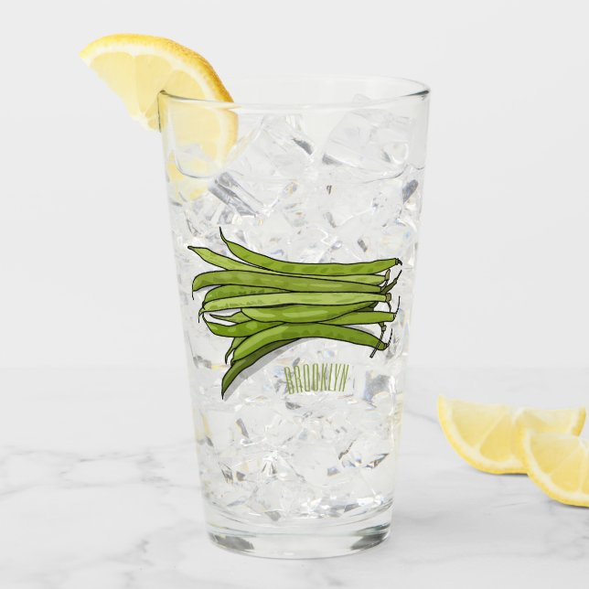 Copo De Pint Ilustração de desenho animado de feijão verde (Gelo frontal)