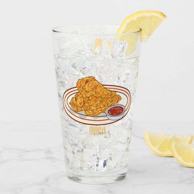 Copo De Pint Ilustração de desenho animado de frango desidratad (Gelo traseiro)