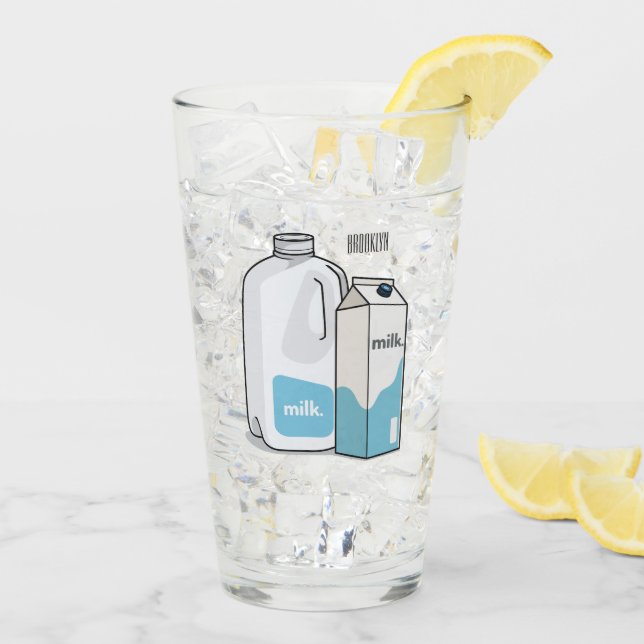 Copo De Pint Ilustração de desenho animado de leite (Gelo traseiro)