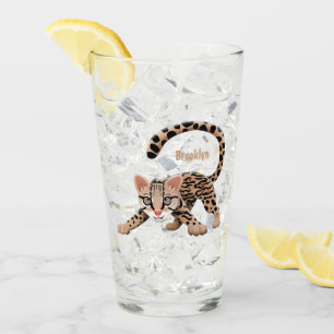 Copo De Pint Ilustração de desenho animado de ocelote fofo