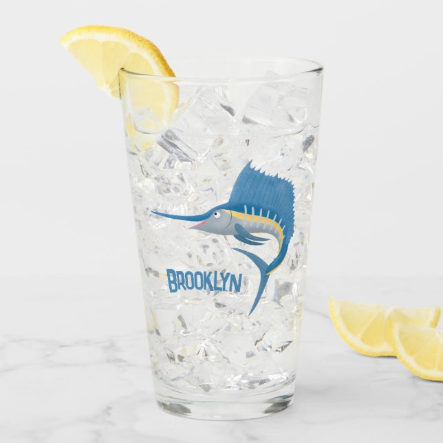 Copo De Pint Ilustração de desenho animado de peixe-espada (Gelo frontal)