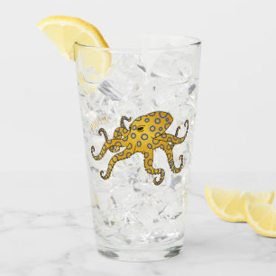 Copo De Pint Ilustração de desenho animado de polvo de anel azu