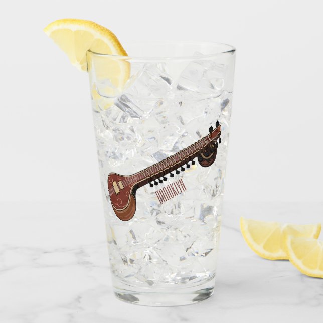 Copo De Pint Ilustração de desenho animado de violão (Gelo frontal)