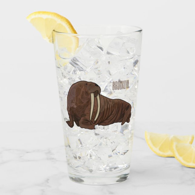 Copo De Pint Ilustração de desenho animado de Walrus (Gelo frontal)